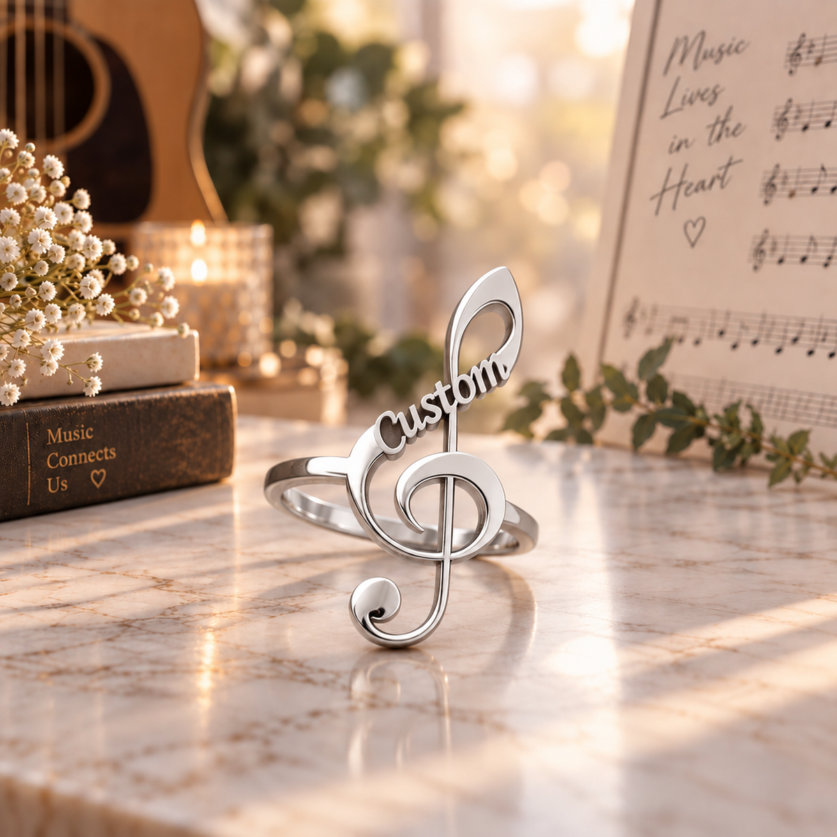 Personalized Treble Clef Ring