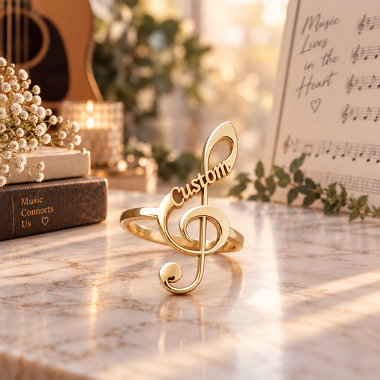 Personalized Treble Clef Ring