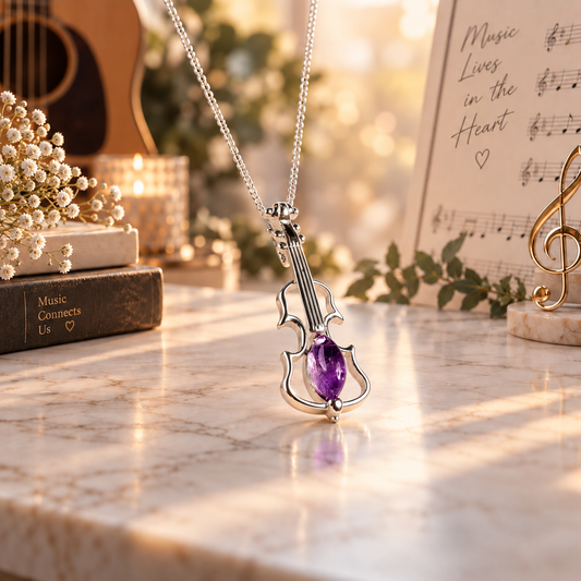 Purple Melody Violin Necklace