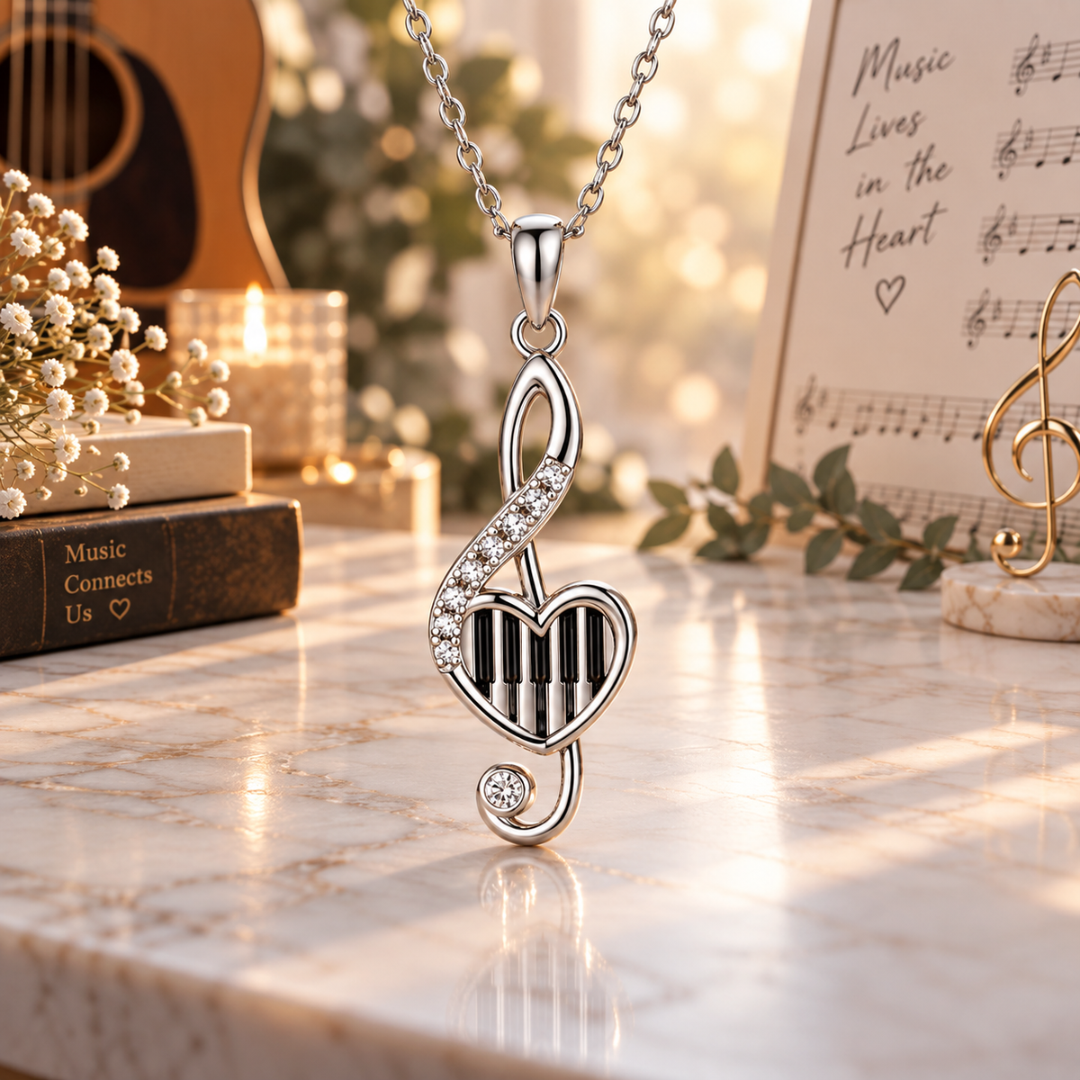 Piano Note Necklace