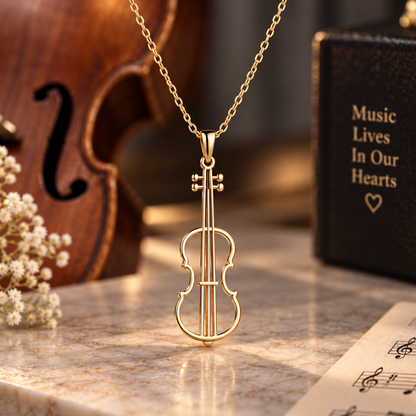Golden Violin Necklace