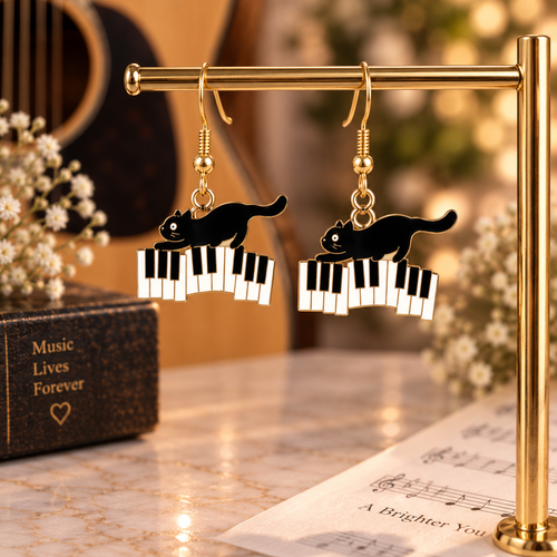 Piano Cat Earrings