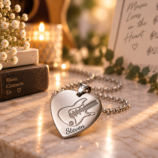 Personalized Guitar Pick Necklace