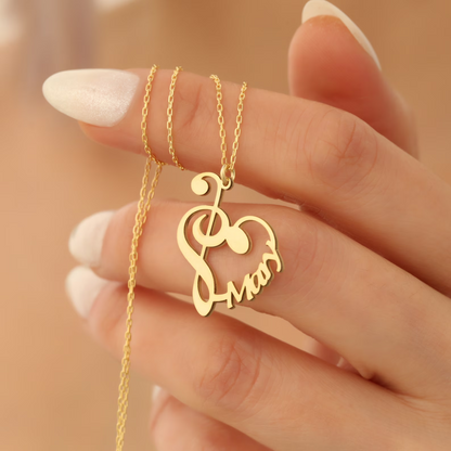 Personalized Gold Music Heart Necklace