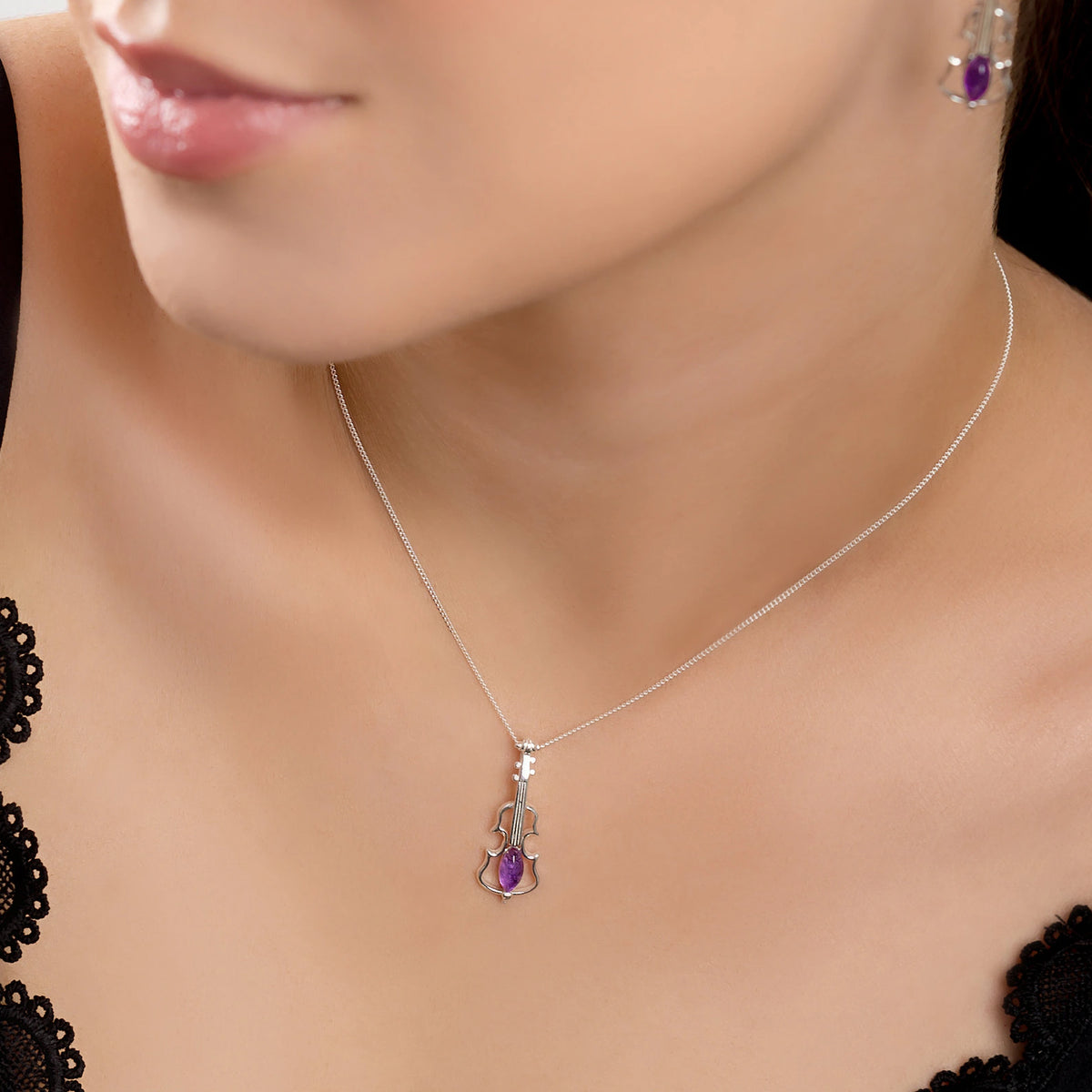 Purple Melody Violin Necklace